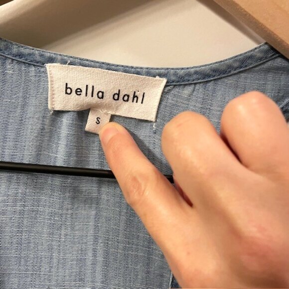 Bella Dahl Side Stripe Sleeveless Racerback Chambray Mini Dress Blue Small - Picture 13 of 16